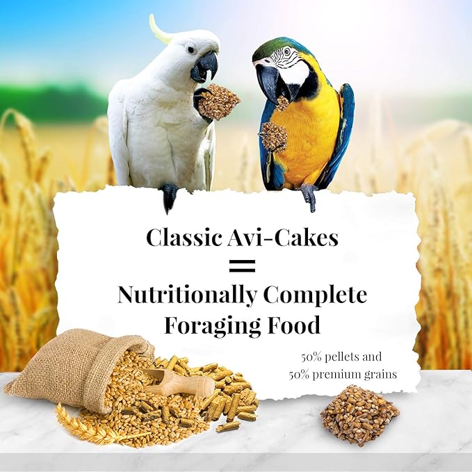 LAFEBER'S Classic Avi-Cakes Pet Bird Food, Made with Non-GMO and Human-Grade Ingredients, for Macaws & Cockatoos, 1 lb