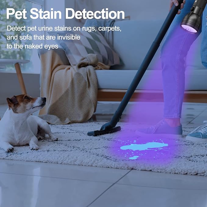 Vansky Black Light UV Flashlight, Upgraded 51 LED 395nm Blacklight Pet Urine Detector for Dog/Cat Urine, Dry Stains, Bed Bug, Matching with Pet Odor Eliminator(Batteries are Included)