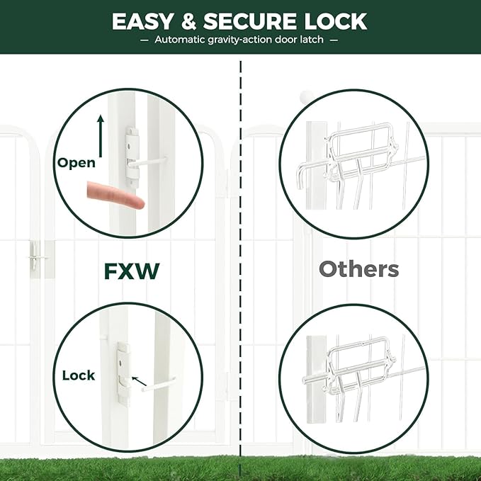 FXW Rollick Unleashed Dog Playpen for Indoor, Yard, RV Camping, 45 inch 24 Panels for Large Dogs, White│Patented