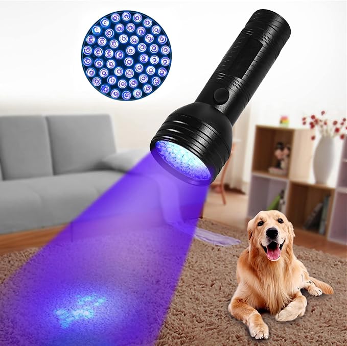 Jeanoko Pet Urine Detector, Portable Black Light Flashlight with More Bright 51 LEDs, Multipurpose Detection, Design, Spot Dried, Works Well, Scorpions, Hotel Rooms, Caterpillars,