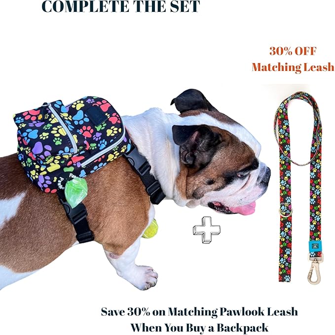 PawLook Dog Backpack to Wear with Chest Harness Self Carrier dogbag with Additional Pocket for Poop Bag Anti Slip Stylish Dog Bag for Your pet Street Smart Serie Pawsup Orange Small