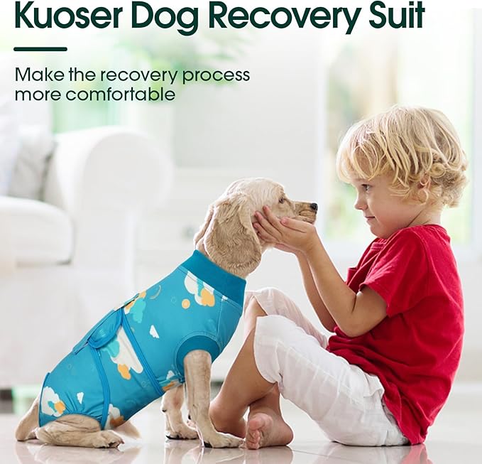 Kuoser Recovery Suit for Dogs After Surgery, Dog Surgical Recovery Suit Female Male Spay Neuter, Anti-Licking Dog Onesie for Abdominal Wounds Skin Disease, Pet Surgery Bodysuit Cone Alternative, XS