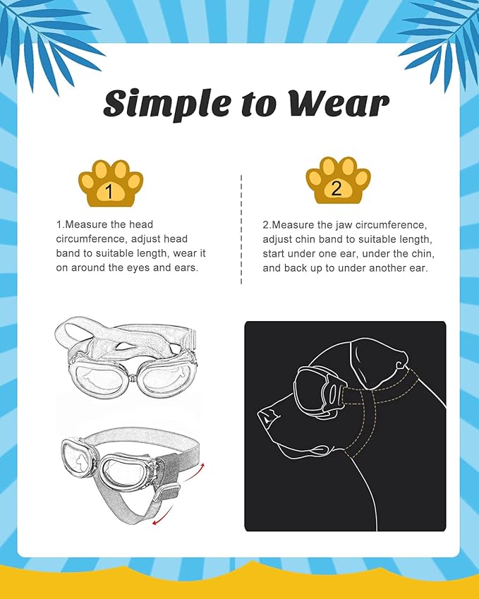 Lewondr 2 Pack Dog Sunglasses Small Breed Dogs Goggles UV Protection,Goggles for Small Dogs Eye Wear Protection with Adjustable Strap Windproof Anti-Fog Doggy Doggie Sunglasses for S-mall Dog, Black