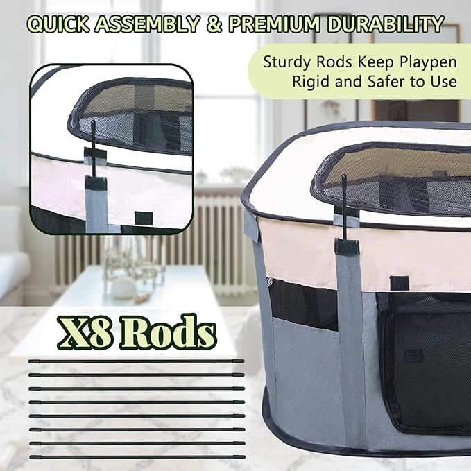 Dog Playpen,Pet Playpen,Foldable Puppy Cat Playpen, Dog Playpen for Indoor Dogs Enclosed, Indoor Outdoor Travel Camping Use, Dog Kennel Tent Crate for Rabbit Small Animals with Carrying Case