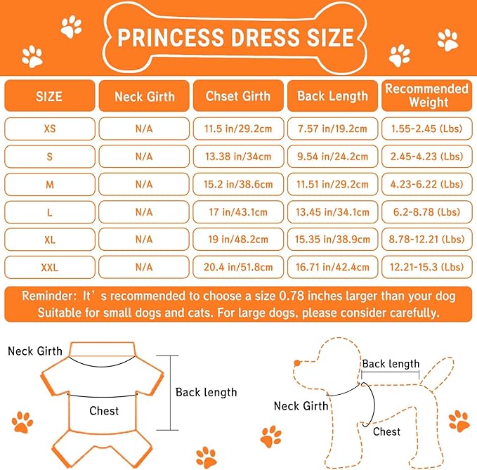 TAPBULL Dog Dresses, Fashionable Pet Dog Clothes, Cute Cat Birthday Dress Outfit (Orange/Red/Yellow/Blue/Pink 5-Pack), XX-Large