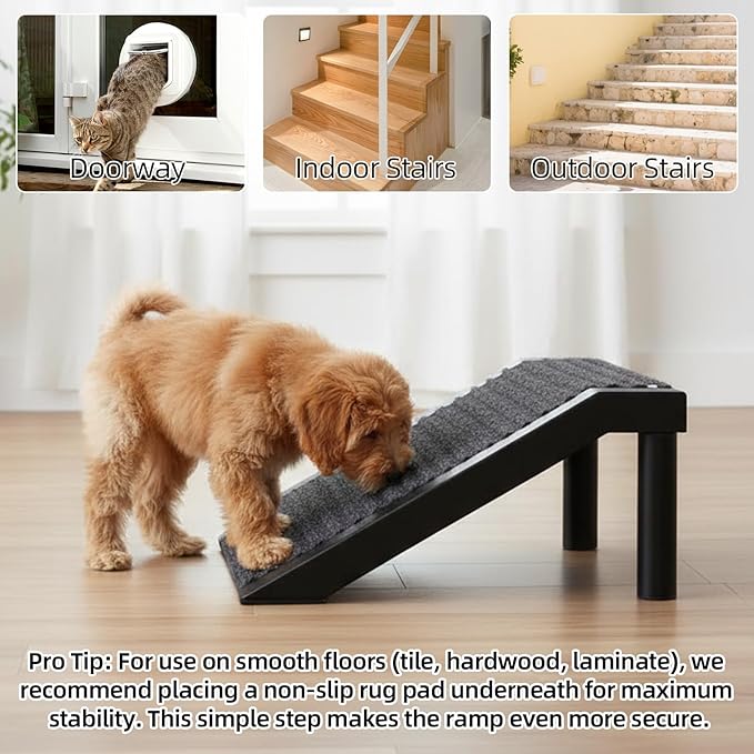 Dog Ramp for Stairs – Non-Slip Pet Steps with Locked-in Carpet & Iron Frame, Helps Senior Dogs & Small Breeds Climb Safely (4-Pack)