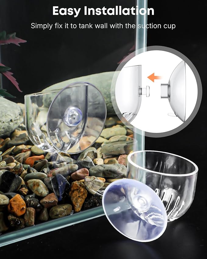 Pawfly 2 Pcs Aquarium Plant Holder, Fish Tank Plant Pot for Aquascape Decoration, Red Worm Fish Feeder, Aquarium Planter Cup with Suction Cup, Clear.