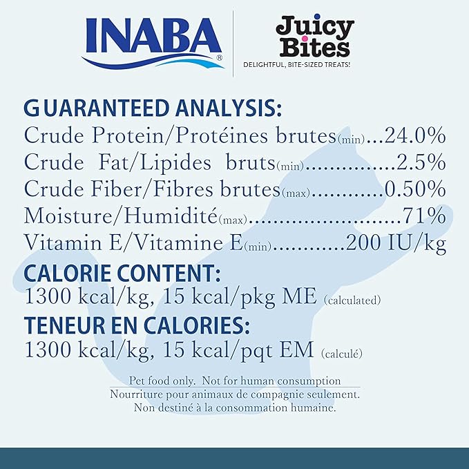 INABA Juicy Bites Grain-Free, Soft, Moist, Chewy Cat Treats with Vitamin E and Green Tea Extract, 0.4 Ounces per Pouch, 9 Pouches Total (3 per Bag), Fish and Clam Flavor