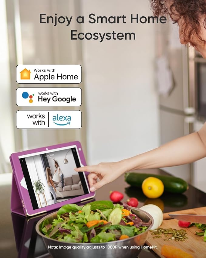 eufy Security 4K UHD Indoor Camera E30,360° Pan Tilt,AI Auto Tracking,Color Night Vision,Pet/Baby Camera with Two-Way Audio,AI Human/Pet Detection,Works with HomeKit,No Monthly Fee, White