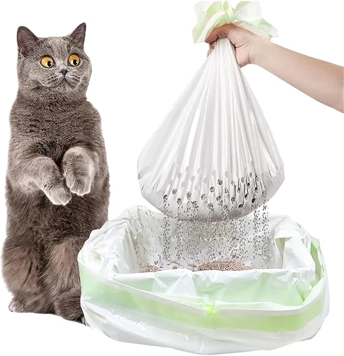 7-Piece Set Thickened Cat Litter Bags with Filter Holes, Large Capacity Drawstring Waste Bags(94 x 45.7cm)