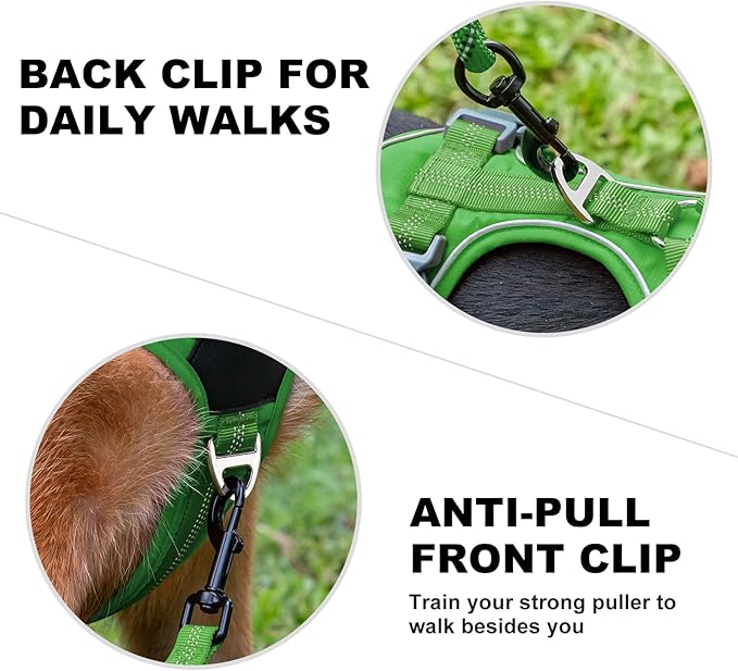 Plutus Pet No Pull Dog Harness, Release at Neck, Soft Padded, Reflective Adjustable Dog Vest Harness for Small, Medium, Large Dogs(Green, S)