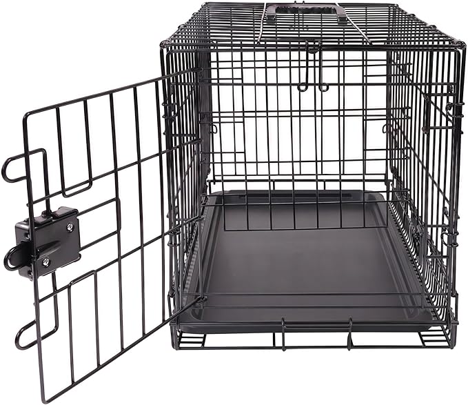 Amazon Basics Durable, Foldable Metal Wire Small Dog Crate with Tray, Single Door, 24 x 18 x 20 in, Black