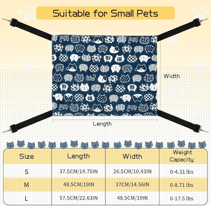 Cat Hammock & Cage - Indoor Cat & Ferret Enclosure with Dog & Chinchilla Hammock Accessories