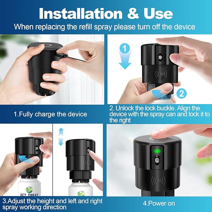 Cat Deterrent Spray Refill, Pet Spray Deterrent System, Motion Activated Cat System, Cat & Dog Odorless & Indoor, Up to 3 Feet Away, Pet Deterrent Spray Refill 1 Pack 3.89Oz