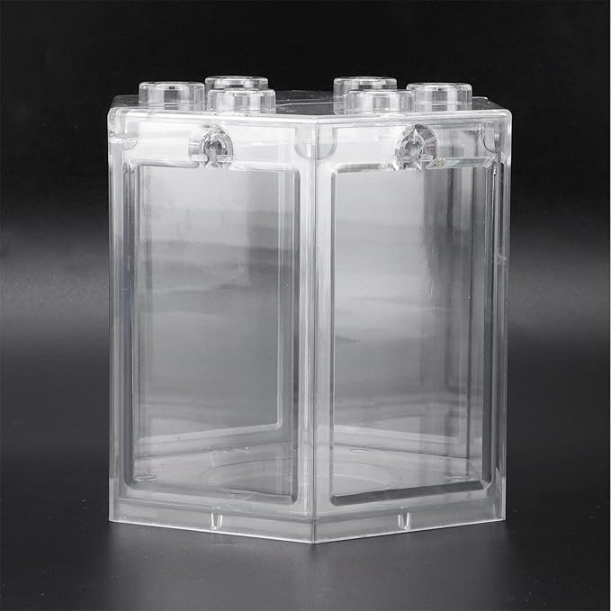 Fydun Betta Aquarium S R Kits, Small Fish Hex Shape Superimposable Portable Kits, No Clean Aquariums Mini for Office DecorationBlack Corners Clear Loving Kids Lovers Decoration (Clear)