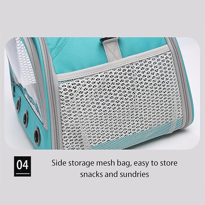 Parrot Carrier Travel Bird Carrier 12 * 8 * 10in Panoramic View with Plush Mat Metal Tray Grid Foot Pad for Parrot Hamster Hedgehog Rabbit Sugar Glider (Dark Blue)