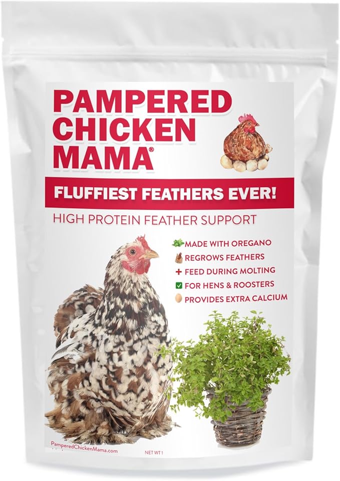 Pampered Chicken Mama Backyard Chicken Molting Supplement: Fluffiest Feathers Ever Backyard Chicken Feed and Supplies for Hens (6 Pound Economy Size)