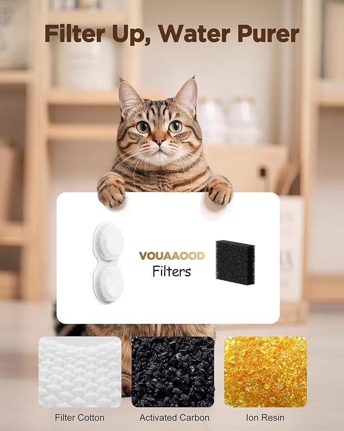 Cat Water Fountain for Cats Indoor: 80oz/2.4L Cat Fountains for Drinking - Quiet Pet Watering Bowls for Cats Inside - Black Kitten Waterer Supplies - for Small and Medium Animals