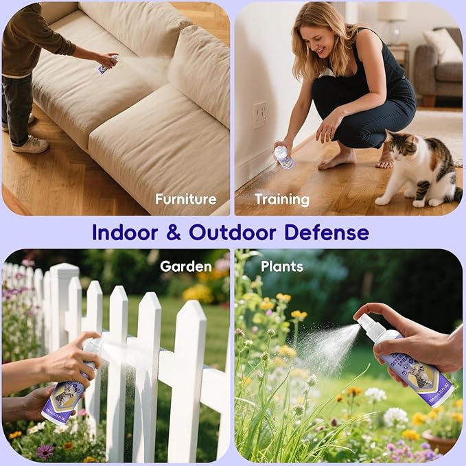 Cat Spray Deterrent - Safe Natural Formula to Protect Furniture, Garden & Stop Scratching & Marking
