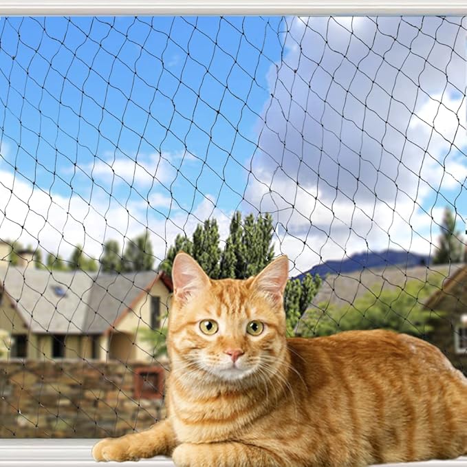 YOKMO Cat Balcony Rail Net Anti-Fall Netting Pet Mesh Fence, Black Nylon, 10 x 13ft