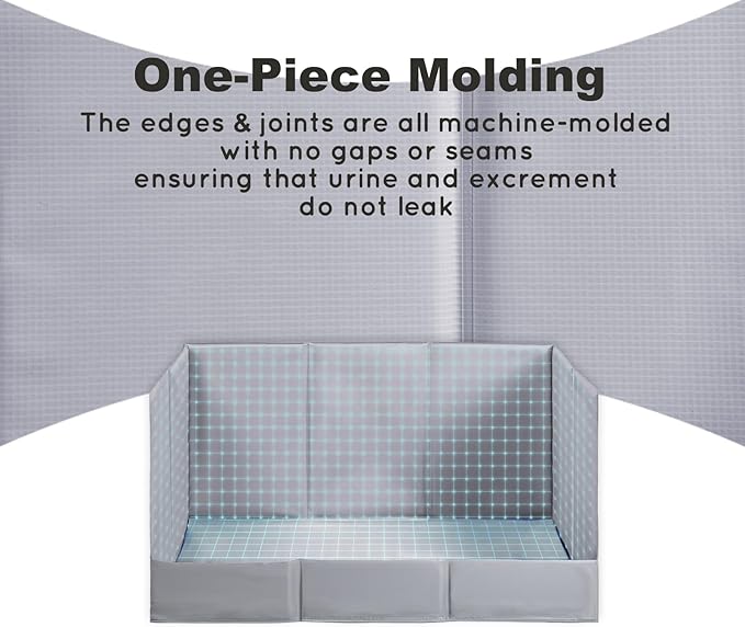 Dog Litter Box, Pee Pad Holder Foldable, 22''x 22'' Indoor Dog Potty Tray for Medium Dogs, High Walls, Seamless, No Assembly, Waterproof, Easy to Clean, No Spill,Portable for Travel