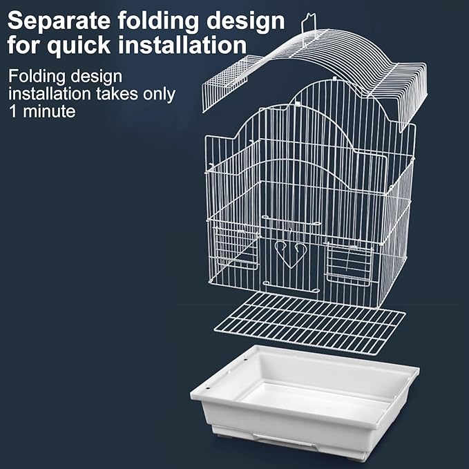 Wrought Iron Bird Cage, Flight Cage for Parakeets Medium Small Parrots Parakeet Cage for Cockatiels Lovebird Finches Canaries(White,30 * 23 * 39cm/12 * 9 * 15in)