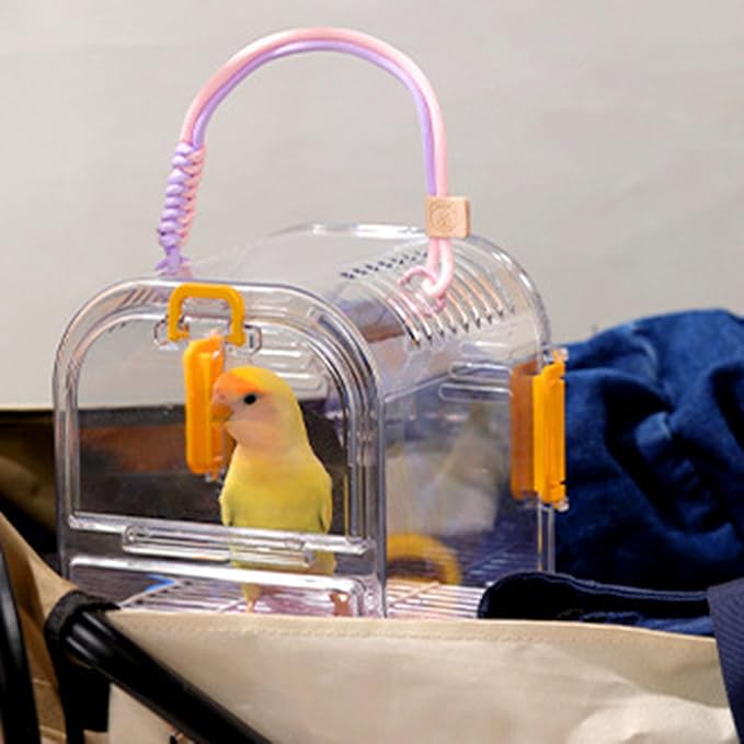 Portable Plastic Bird Cages for Outdoor, Lightweight Ventilated Travel Bird Cage with Handle, Waterproof Bird Carrier for Small Birds and Budgies, Easy to Carry (Green)