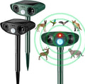 Ultrasonic Animal Repellent Outdoor Solar Powered Repeller Cat Dog Deer Deterrent Waterproof Motion Sensor Deterrent for Yard Garden Rabbit Squirrels Fox Pest(Black, Green,2 Pieces)