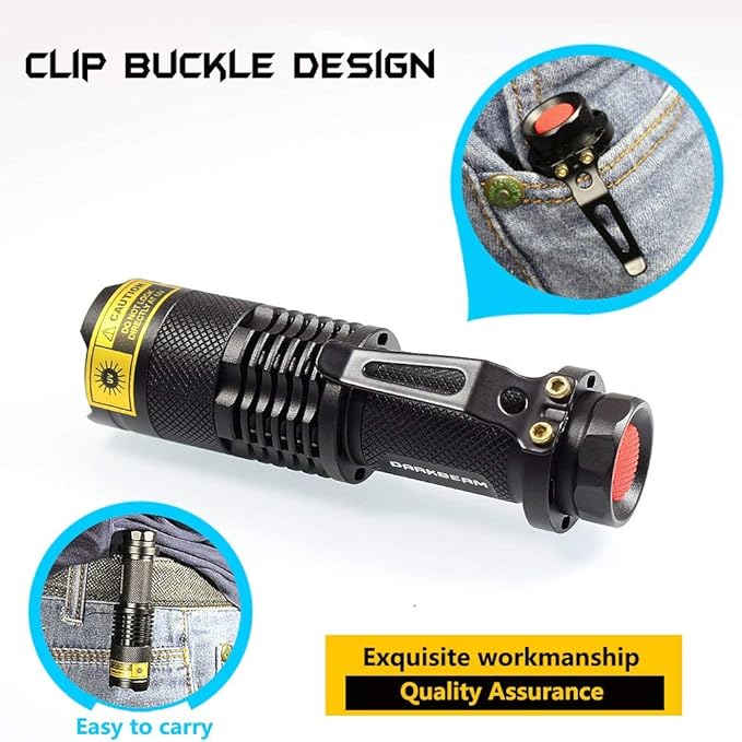 DARKBEAM UV 395nm Flashlight Ultraviolet led Light Blacklight Wood's lamp Portable 400nm Mini Detector for Dog/Cat Urine Pet Stains, Anti-counterfeiting Identification, Resin Curing, AA