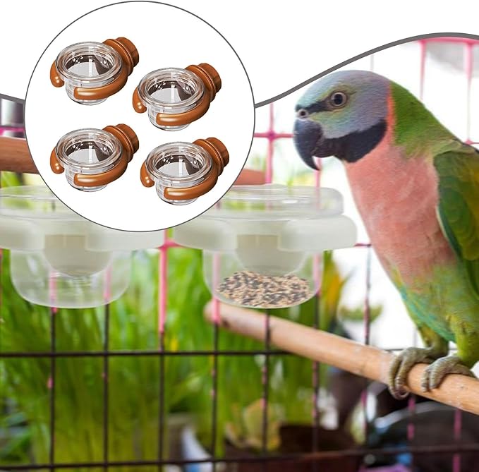 4 Pieces Bird Water Dispenser Decoration for Outside Sturdy Yard Transparent Multifunctional Professional Food Bowl Accessory, Brown