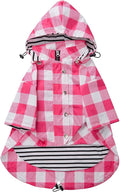 Dog rain Coat Waterproof Raincoat Puppy Jacket with Legs Buttons Zipper Hood Drawstring Fit for Yorkie Terrier Schnauzer Poodle Border Collie Labrador Golden Retriever 8lbs to 80lbs Pink XL