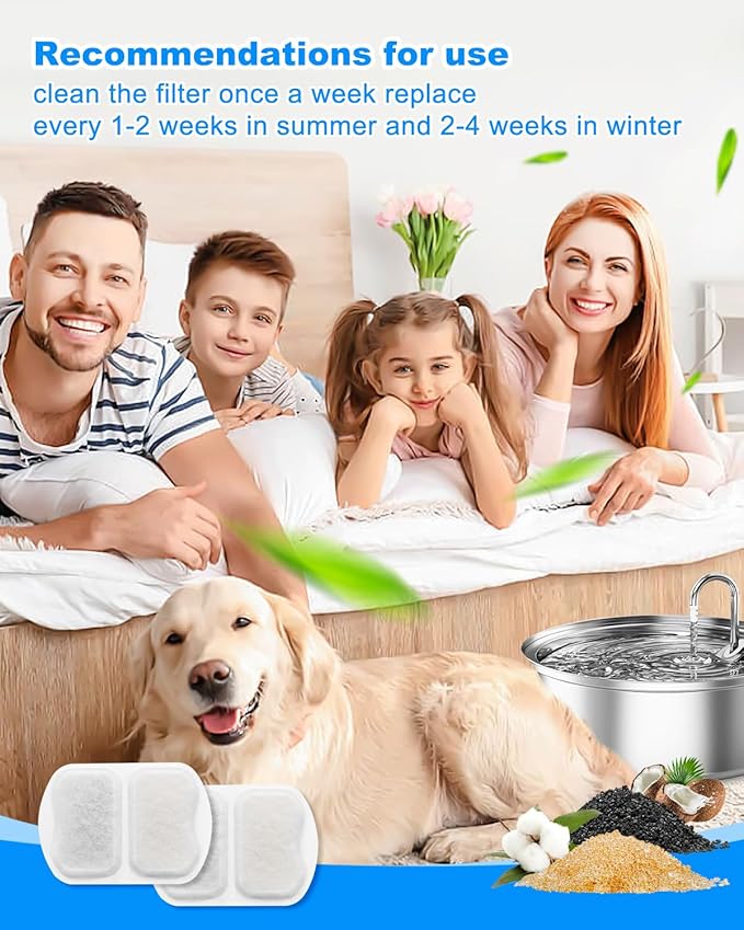 4 Set Pet Water Fountain Filter Kit Fit for oneisall 7L/230oz/1.8G Pet Water Fountains for Dogs, Replacement Carbon Filters Compatible with oneisall Dogs Fountain, Keeping Pet Water Clean