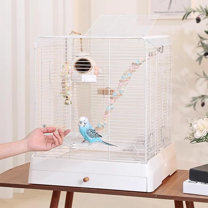 Bird Cage, Parakeet Cages, for Small and Medium-Sized Parrots Such as Budgies, Munias, Peonies, Pearls, Cockatiels, etc(White)