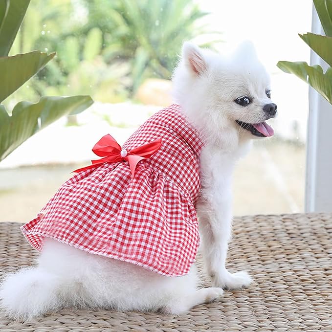 TAPBULL Dog Dresses, Fashionable Pet Dog Clothes, Cute Cat Birthday Dress Outfit (Blue/Red/Pink/Pink-Blue/Yellow-Blue 5-Pack), X-Large