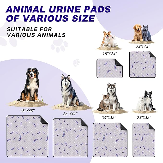 Washable Pee Pads for Dogs, 1 Pack Reusable Puppy Pads, Super Absorbent & Leakproof Dog Pads, Anti-Slip Dog Pee Pads for Puppy Training & Incontinence, Leaf Pattern, 72"x72"