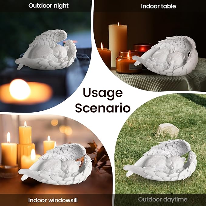 Cat Memorial Stone for Outdoor, Pet Memorial Stones for Cats with Personalized Engraving, Weather-Resistant Garden Stone for Backyard & Memorial Garden to Forever Loved Cats(White)