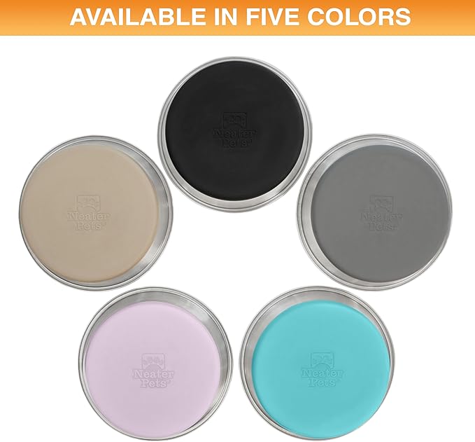 Neater Pet Brands Stainless Steel Dog Bowls with Non-Slip Rubber Bottom – 3 Cup (24 oz), Black - Set of 2 Heavy Duty Metal Dog Bowls, Dishwasher Safe, Food or Water Bowl, Ideal for Small & Medium Dogs