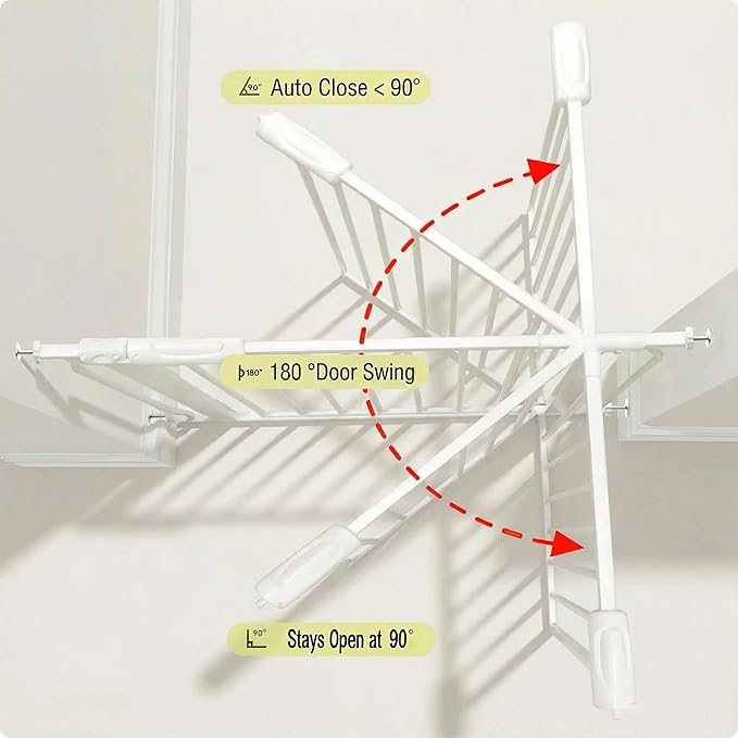 Extra Wide Baby Gate 48-53 Inch, Tension Mounted No Drilling, Pressure Mounted Indoor Safety Gate for Stairs & Doorways - Metal Design for Kids and Pets, White