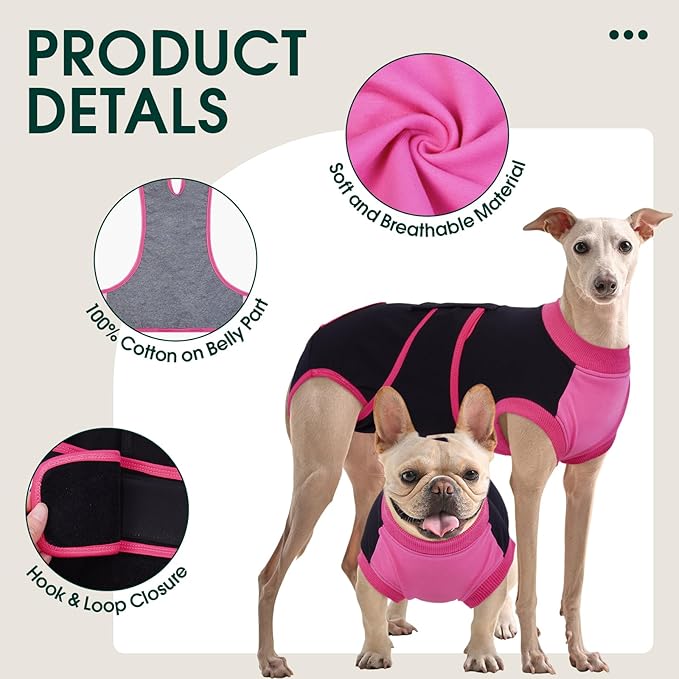 Kuoser Recovery Suit for Dogs After Surgery, Soft Dog Surgery Suit Female Male, Breathable Pet Surgical Recovery Shirt, Anti Licking Dog Onesie for Abdominal Wounds Cone Alternatives, Black XS