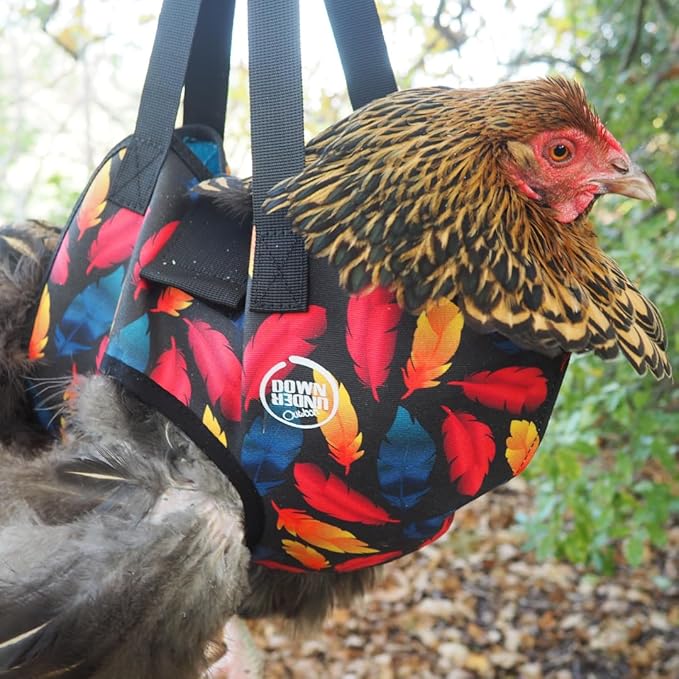 DOWN UNDER OUTDOORS Chicken Carrier Sling Holder Bag with Handle, Chicken Accessories for Foot Treatment, Medic, Leg Injuries, Bumblefoot, Poultry Farm Carrying, Transport, Three Sizes (Small)