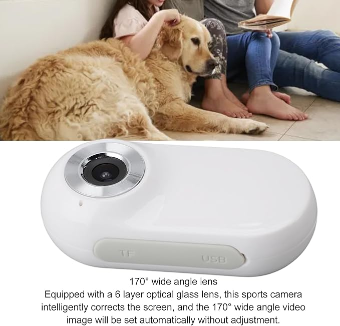 Pet Collar Camera, HD 1080P Cat Dog Camera Collar with Video Record, 170° Wide Angle USB Rechargeable Pet, Body for Supplies Birthday