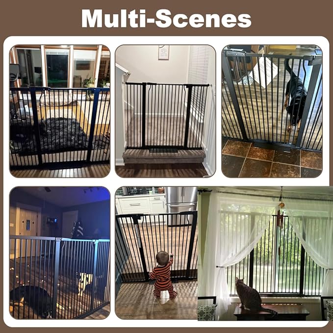 40.55" Extra Tall Dog Gate for Doorways Stairs, 57.5-60.2 in Extra Wide Baby Gate Walk Thru, Pressure Mounted Tall Pet Gates No Drill, Large Doggie Gates with Door, Auto Close Indoor, Black