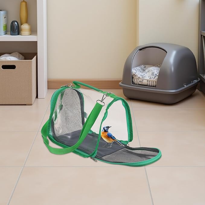 DOITOOL Small Bird Travel Cage Carrier Portable Bird Travel Carrier Bag Lightweight Green for Outdoor and Vacation Use