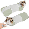 Supet Cat Grooming Wrap for Cutting Nails, Self-Adhesive Anti-Scratch Swaddle with Bite-Proof Mesh Hood & Thick Waist Strap Anti-Escape Bag for Nail Trimming, Medication, Ear Cleaning (Green M)