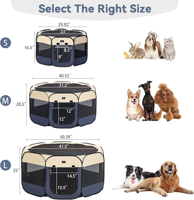 Portable Indoor Dog Playpen for Small Dogs & Puppies by A 4 Pet – 40.55" Pop-Up Soft Puppy Playpens with Bowl, Waterproof Floor, Calm Safe Space for Home, Travel & Daily Use