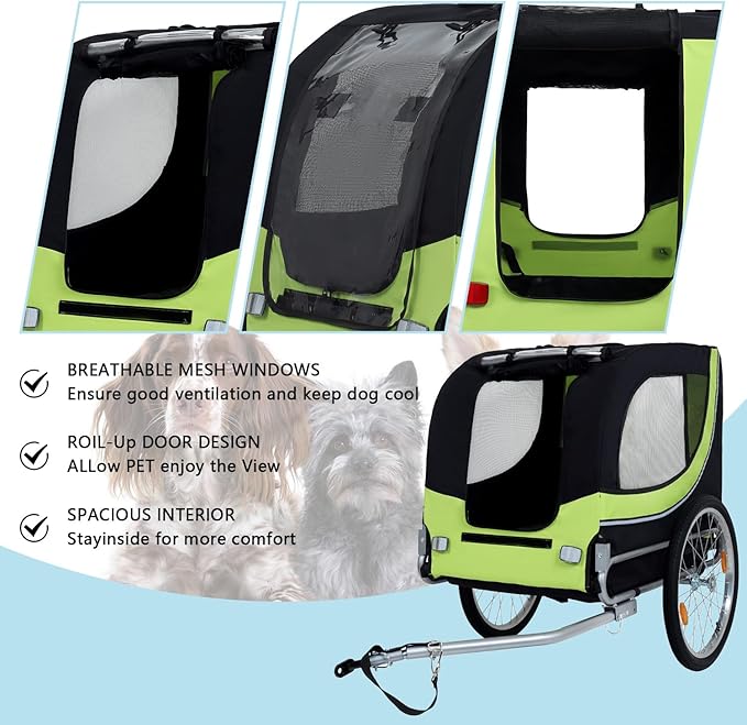 Large Dog Bike Trailer with 18.9" Wheels - 120LB Capacity Dog Trailer for Bike, Foldable Pet Bike Trailer for All-Terrain Cycling, Jogging & Camping