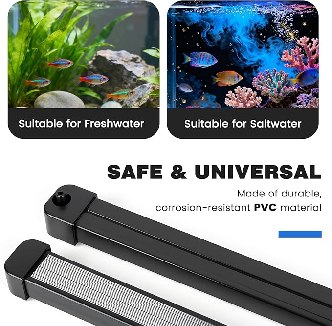 hygger Weighted Nano Mist Bubble Wall Bar, 9.8" Self-Sinking ABS Air Stone Strip with Gentle Oxygen Diffuser for Freshwater & Marine Aquarium, Hydroponics
