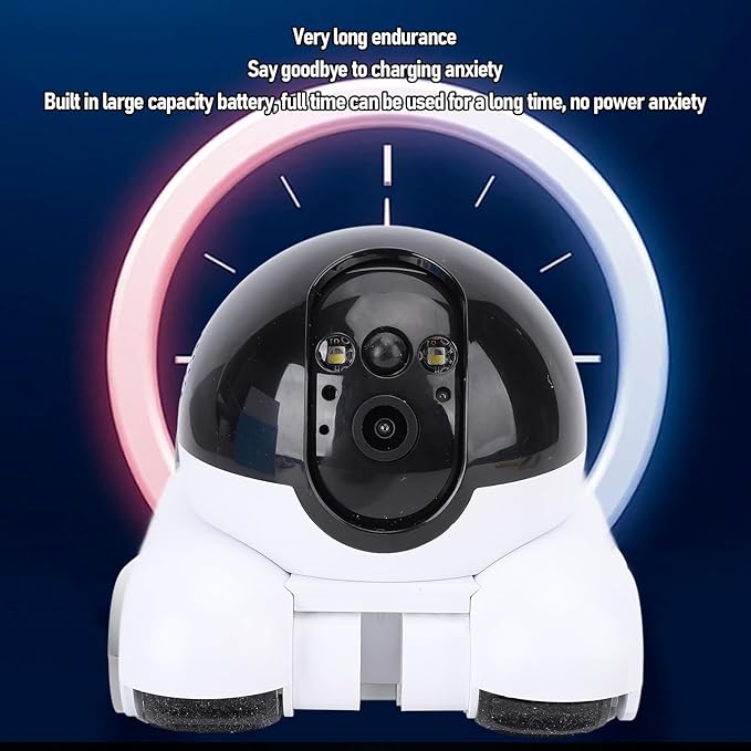 Pomya Home Camera Robot on Wheels, 1080P Double Lens Movable Pet Camera, App Remote Control, One Key Following Shots, Two Way Talking for Family Use