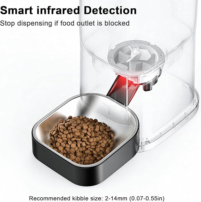 Automatic Cat Feeder, 2.4G WiFi Automatic Dog Food Dispenser，Auto Dog Feeder with APP Control, 5L Timed Auto Cats Food Dispenser w 2-Way Audio for Multiple Pet
