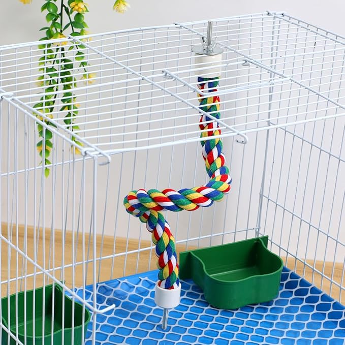 Parrot Rope Climbing Toy 18.5 Inch Cotton Rope Perch for Birds Cage Exercise and Chewing Toy for Parrots Budgies Cockatiels